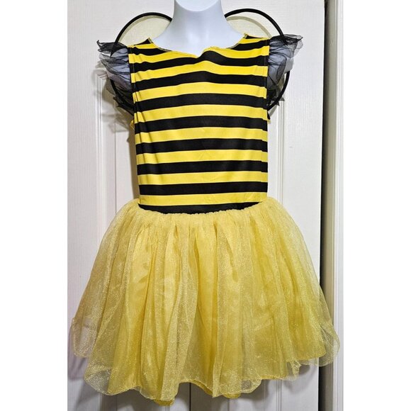 Bumblebee Costume Dress Wings Antennae Headband Buzzy Bee Halloween Girls LG - Picture 4 of 5